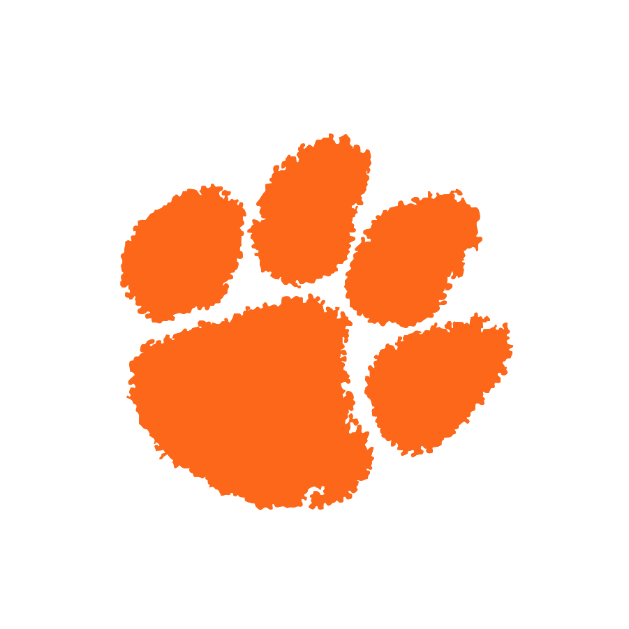 Clemson University logo showcasing Fizzy's official license to carry unique collegiate hair claw clips.