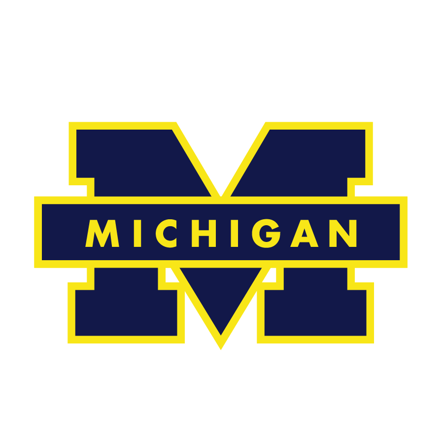 Michigan university logo showcasing Fizzy's official license to carry unique collegiate hair claw clips.