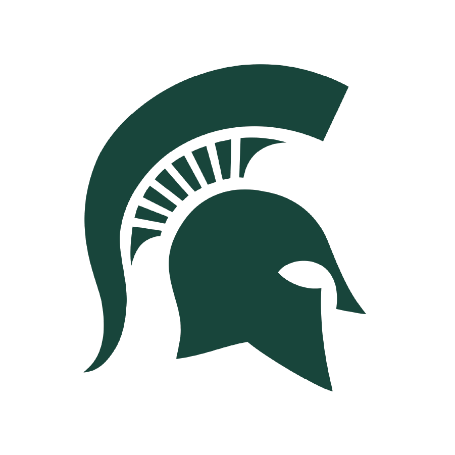 Michigan State University logo showcasing Fizzy's official license to carry unique collegiate hair claw clips.