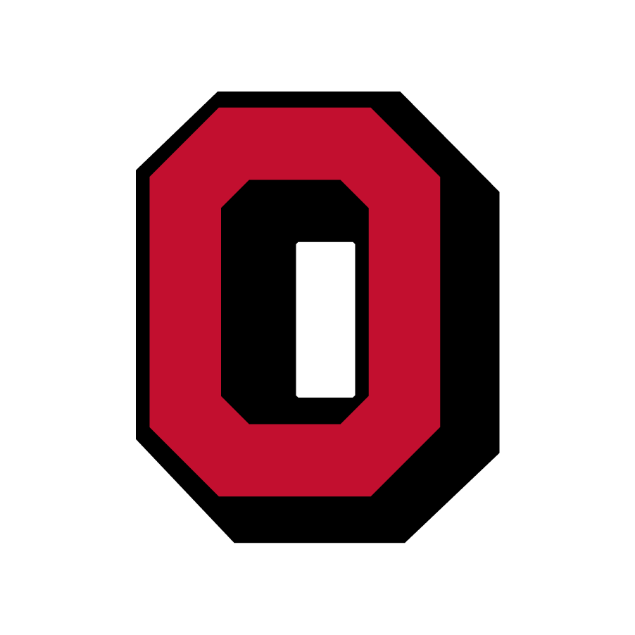 Ohio State University letter "O" showcasing Fizzy's official license to carry unique OSU hair clips and collegiate claw clips.