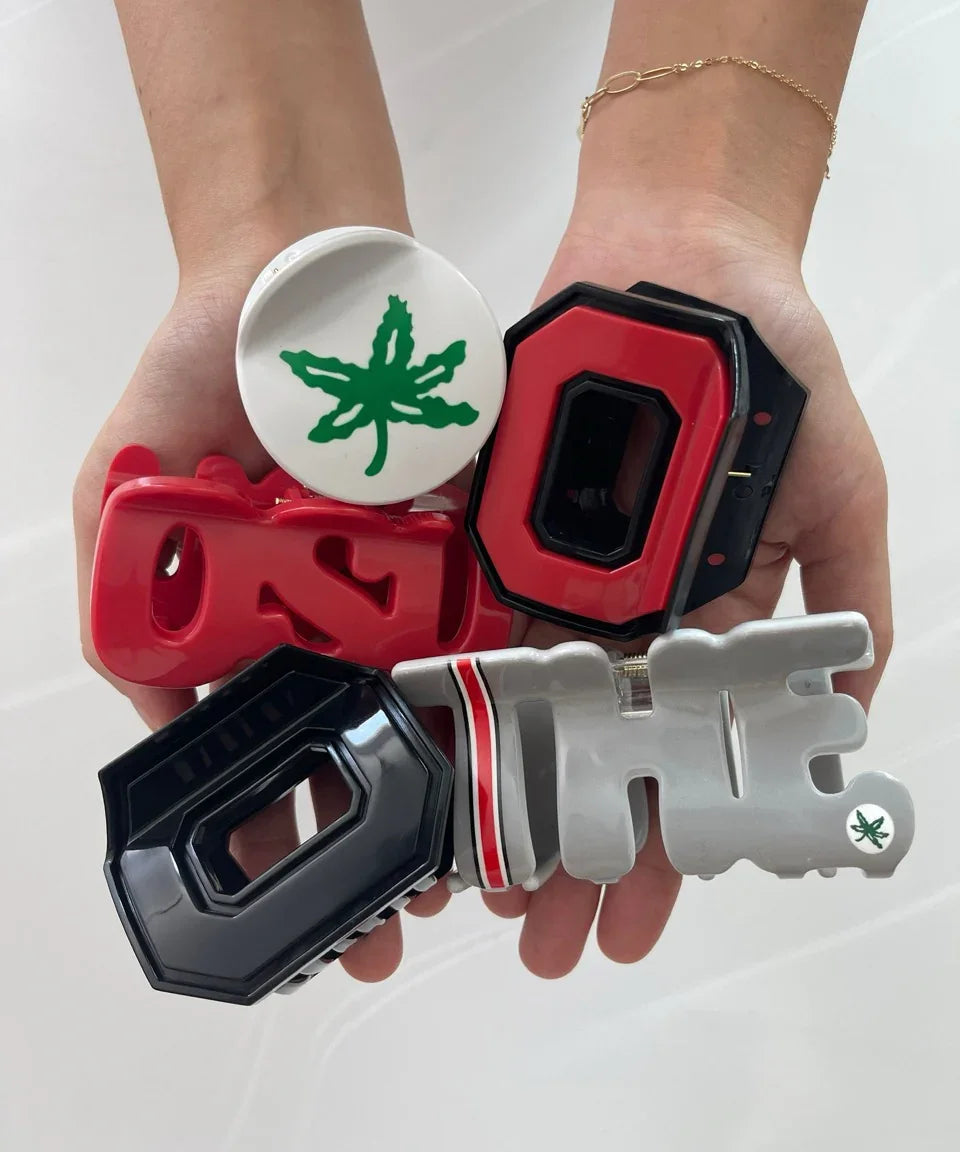 OSU hair clips by FiZZY in a variety of collegiate claw clip styles